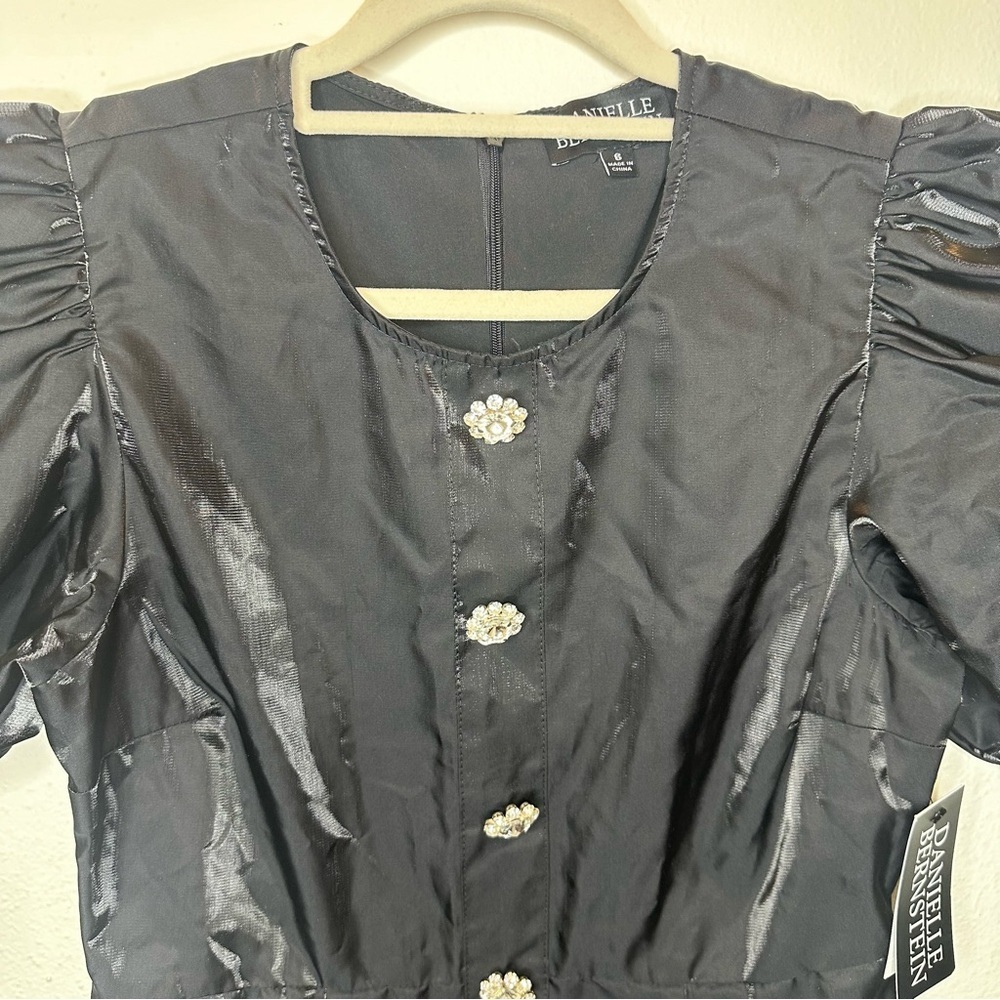 Danielle Bernstein Rhinestone-Button Mini Black D… - image 3